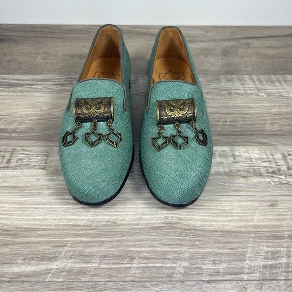 Cobra Society Teal Blue-Green Calf Hair Embellished Loafers - Size 6 - Picture 5 of 10